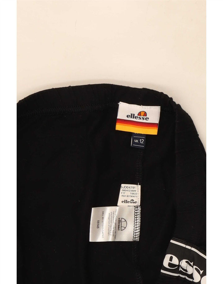 Ellesse Womens Graphic Leggings UK 12 Medium Black Cotton