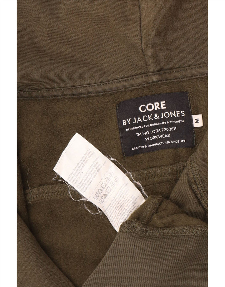 Jack & Jones Mens Zip Neck Hoodie Jumper Medium Khaki Cotton