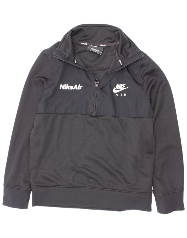 Nike Boys Standard Graphic Zip Neck Sweatshirt Jumper 8-9 Years Small Black