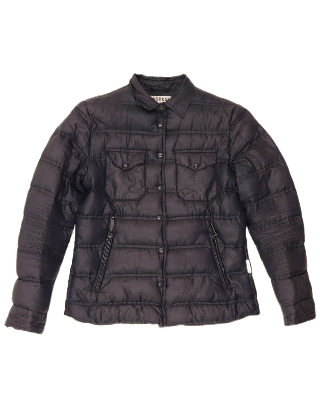 Aspesi Womens Padded Jacket UK 12 Medium Navy Blue Polyester