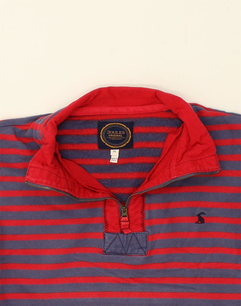 JOULES Mens Zip Neck Sweatshirt Jumper Medium Red Striped Cotton | Vintage Joules | Thrift | Second-Hand Joules | Used Clothing | Messina Hembry 