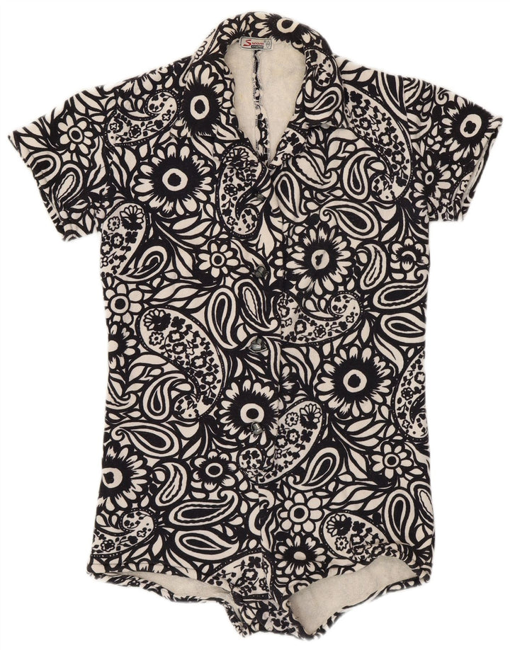 Vintage Womens Bodysuit IT 44 Medium Black Paisley