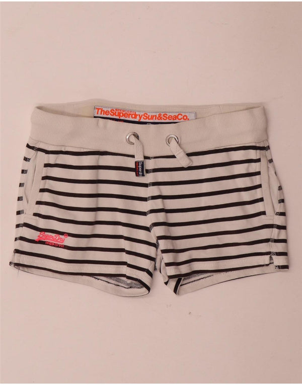 Superdry Womens Sport Shorts UK 6 XS White Striped