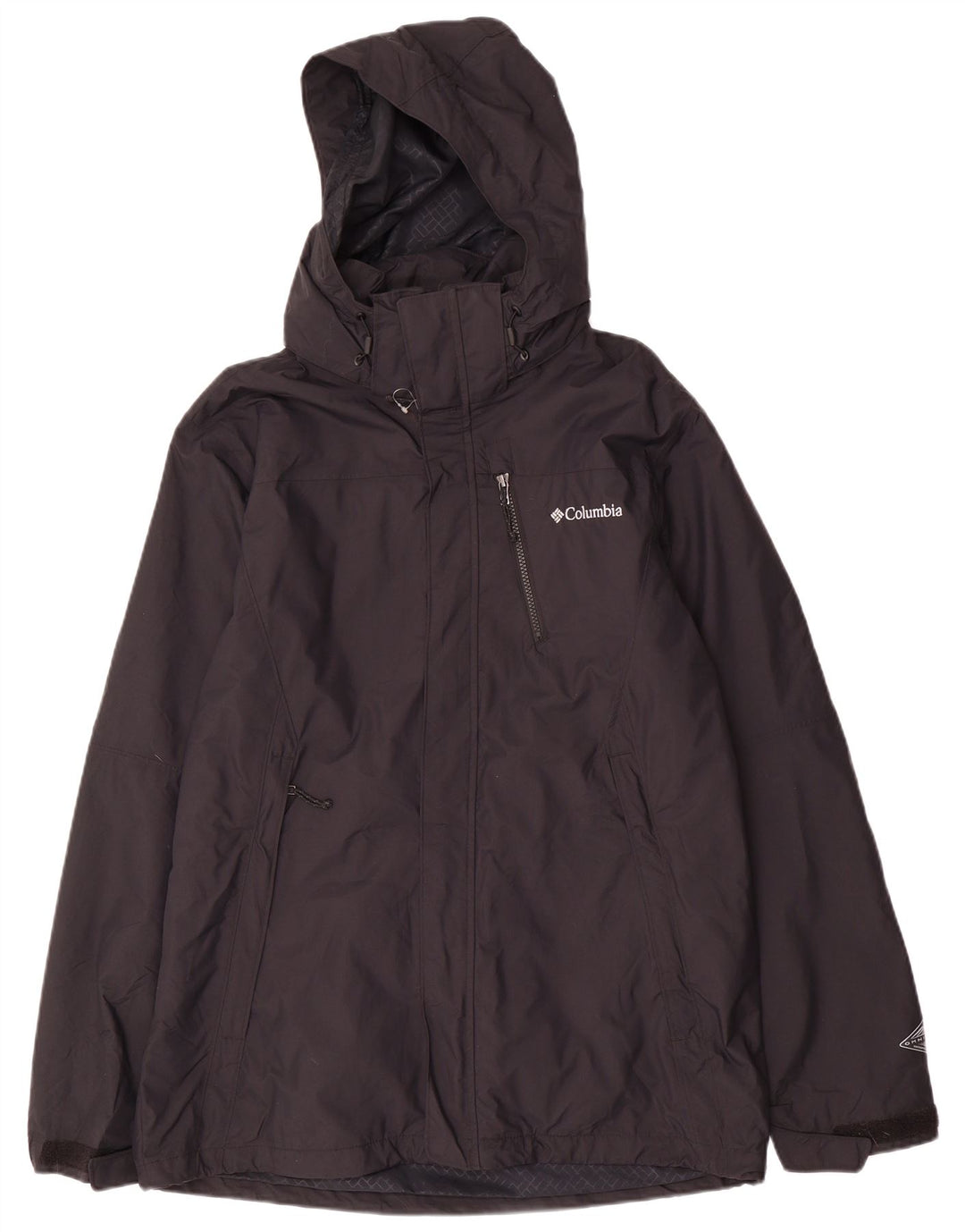 COLUMBIA Mens Omni-Tech Hooded Windbreaker Jacket UK 38 Medium Black Nylon