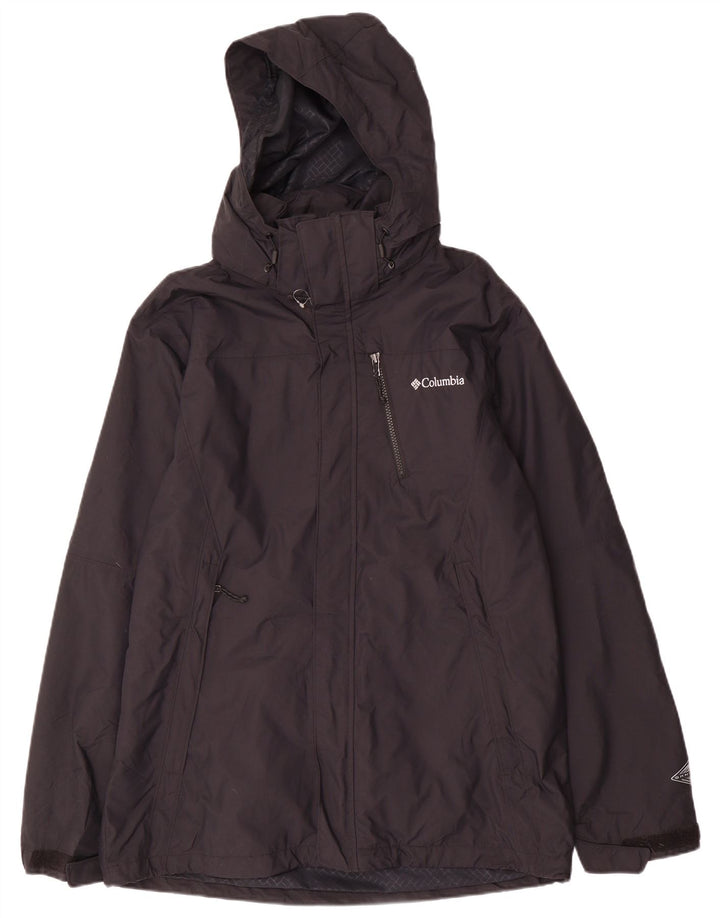 COLUMBIA Mens Omni-Tech Hooded Windbreaker Jacket UK 38 Medium Black Nylon