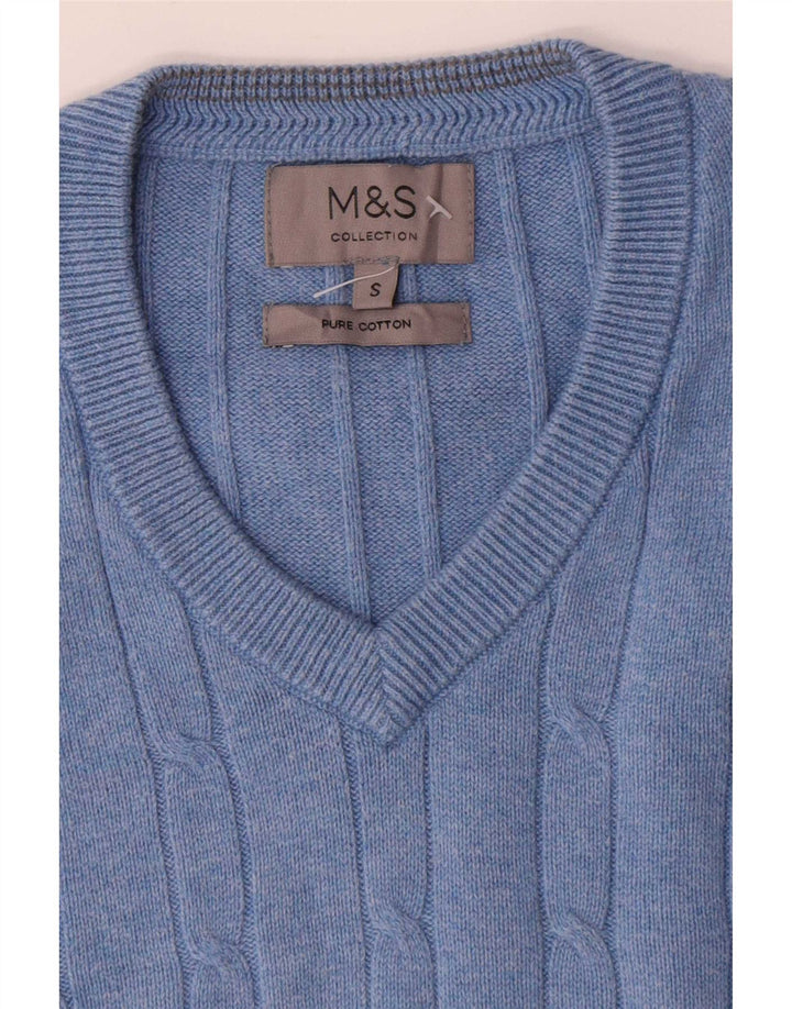 Marks & Spencer Mens Vest Tank Top Small Blue Cotton