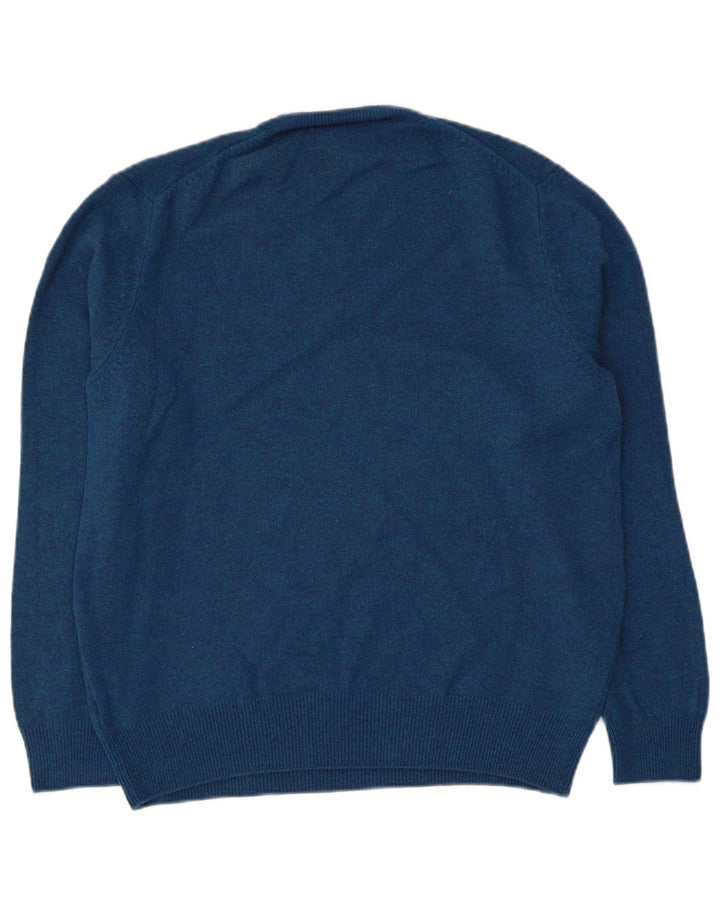 Marks & Spencer Womens V-Neck Jumper Sweater UK 18 XL Blue Wool