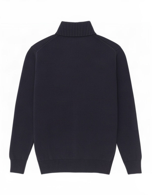 Gant Mens Zip Neck Jumper Sweater Medium Navy Blue Cotton