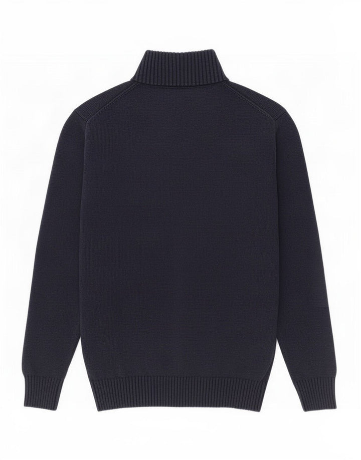 Gant Mens Zip Neck Jumper Sweater Medium Navy Blue Cotton