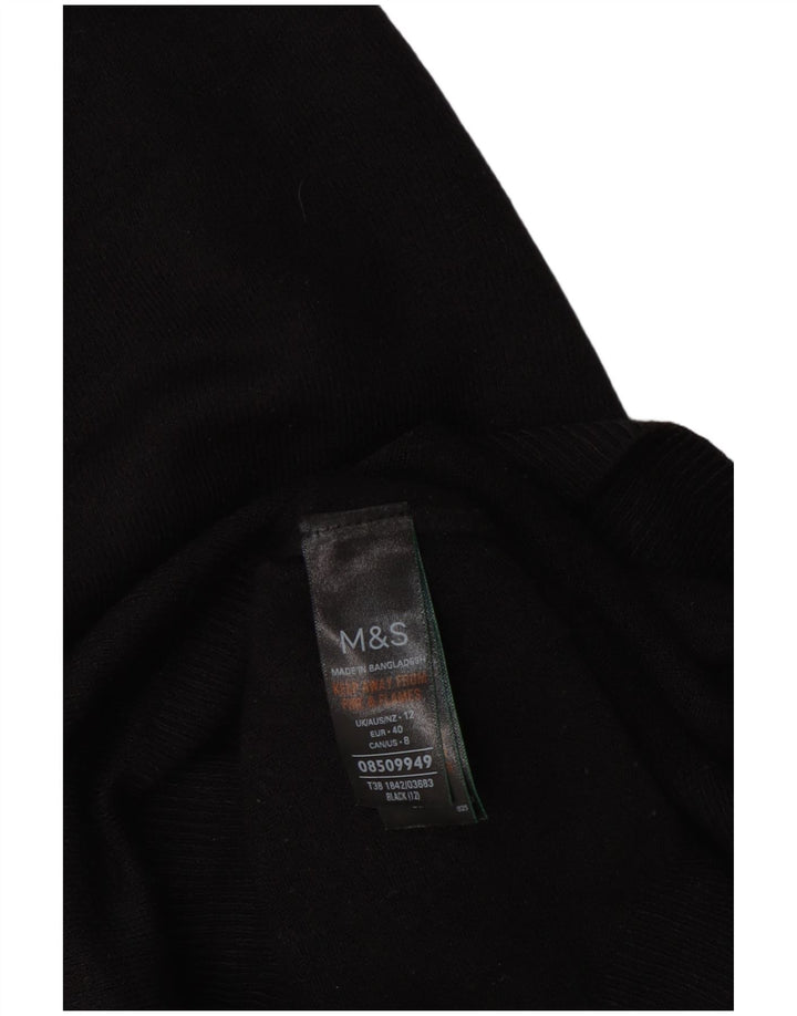 Marks & Spencer Womens Crew Neck Jumper Sweater UK 12 Medium Black Acrylic