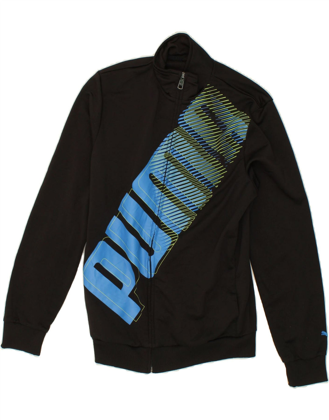 PUMA Boys Graphic Tracksuit Top Jacket 13-14 Years  Black Polyester Vintage Puma and Second-Hand Puma from Messina Hembry 