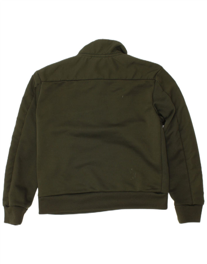 Adidas Boys Graphic Zip Neck Sweatshirt Jumper 7-8 Years Green Polyester