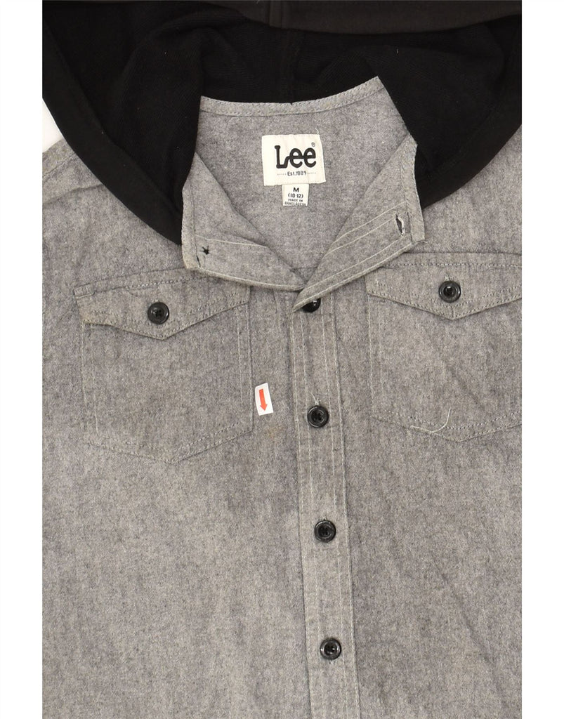 LEE Boys Hooded Shirt 10-11 Years Medium  Grey Cotton | Vintage Lee | Thrift | Second-Hand Lee | Used Clothing | Messina Hembry 