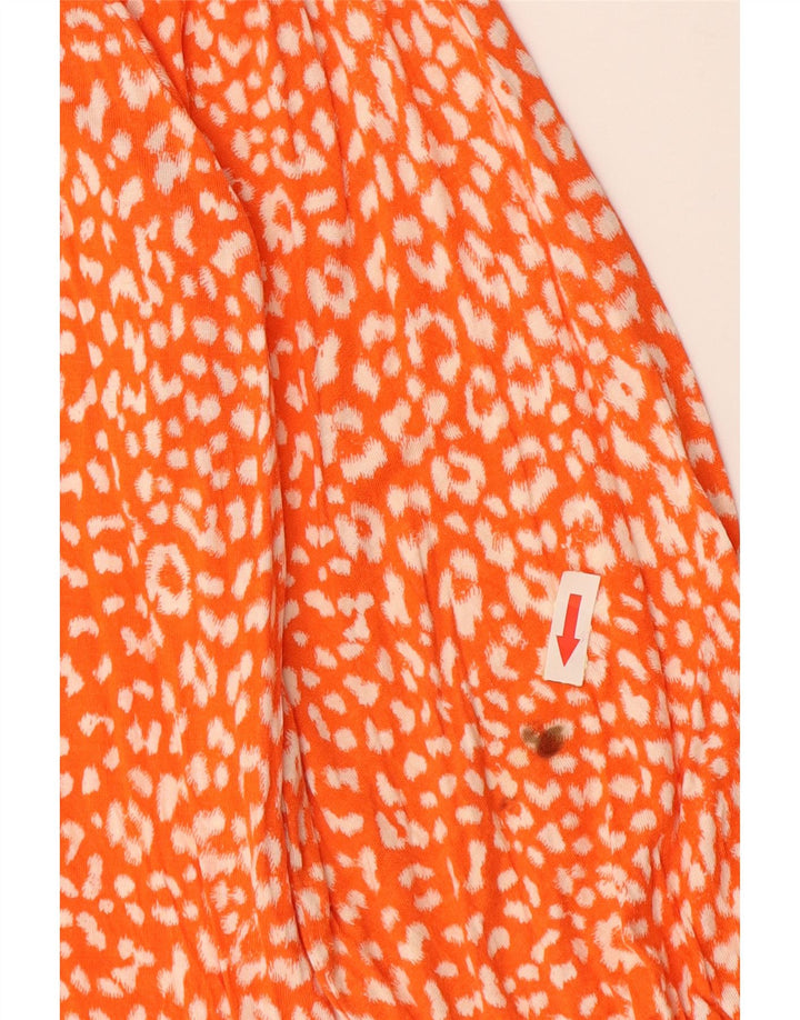 MICHAEL KORS Womens Top 3/4 Sleeve UK 16 Large Orange Animal Print Viscose