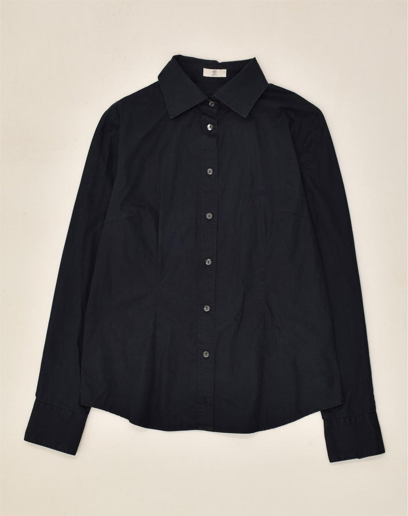 CERRUTI Womens Shirt UK 14 Large Navy Blue Cotton | Vintage Cerruti | Thrift | Second-Hand Cerruti | Used Clothing | Messina Hembry 