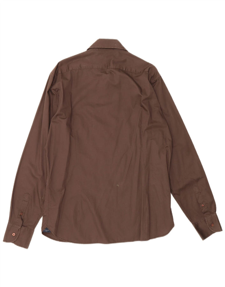 Ted Baker Mens Shirt Size 5 Large Brown Cotton