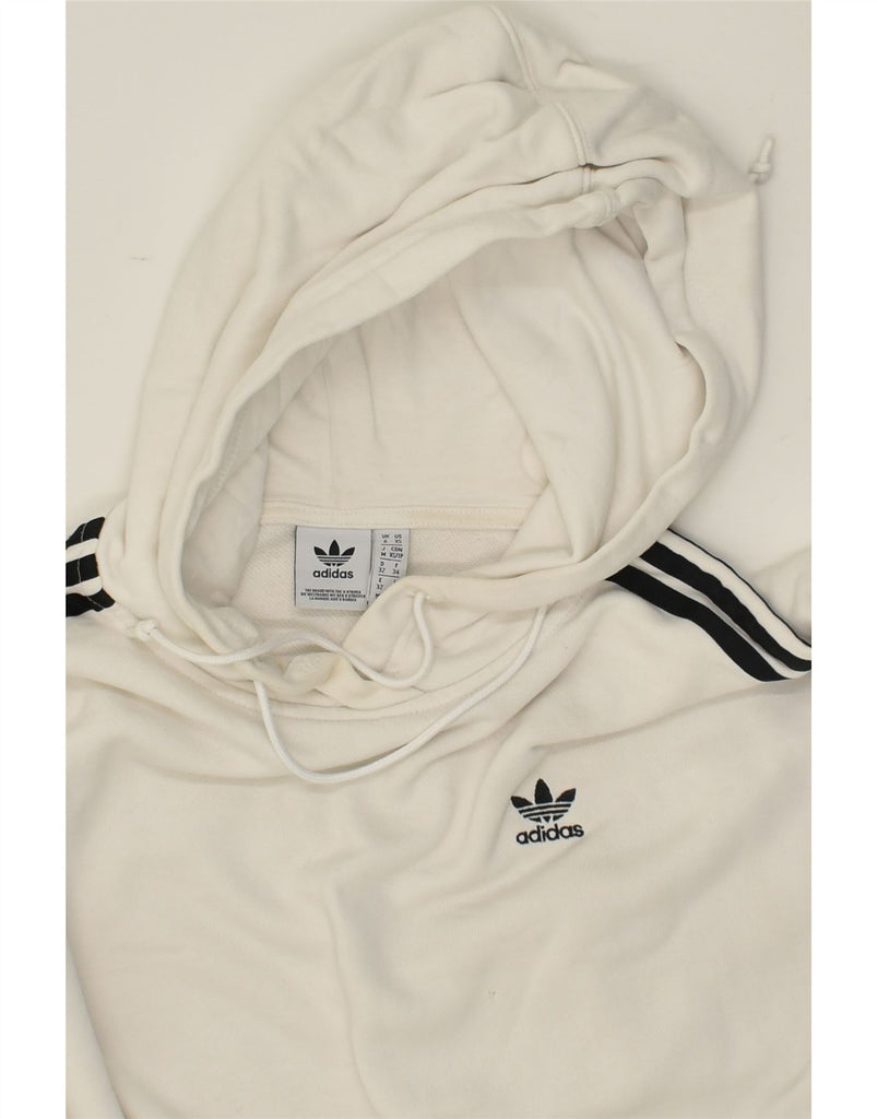 ADIDAS Womens Crop Hoodie Jumper UK 6 XS Grey Cotton | Vintage Adidas | Thrift | Second-Hand Adidas | Used Clothing | Messina Hembry 