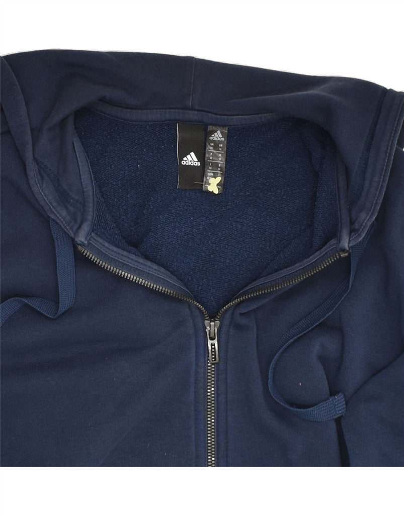 ADIDAS Mens Zip Hoodie Sweater Medium Navy Blue Cotton | Vintage Adidas | Thrift | Second-Hand Adidas | Used Clothing | Messina Hembry 