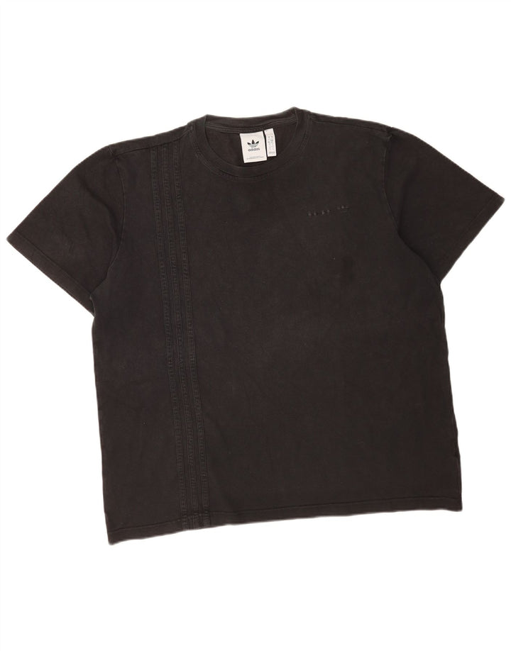Adidas Mens T-Shirt Top Large Black Cotton