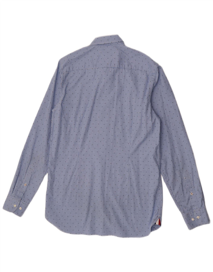 Tommy Hilfiger Mens Slim Fit Shirt Medium Blue Houndstooth Cotton