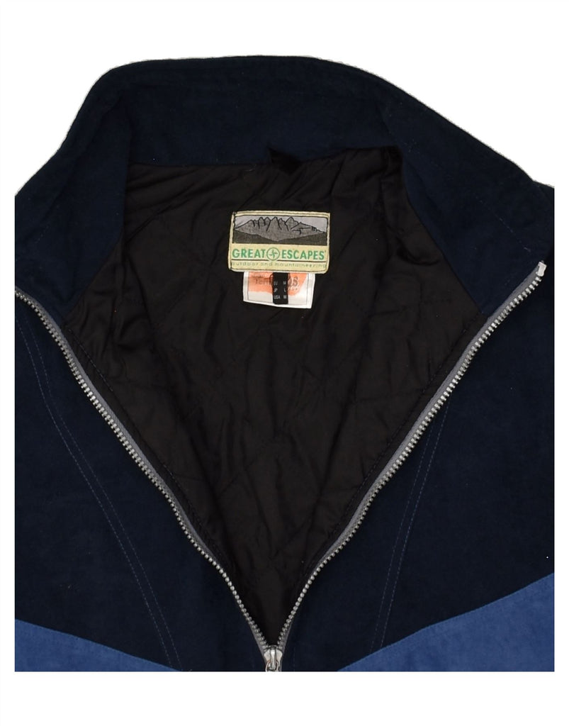 GREAT ESCAPES Mens Gilet UK 38 Medium Navy Blue Colourblock Polyester | Vintage Great Escapes | Thrift | Second-Hand Great Escapes | Used Clothing | Messina Hembry 