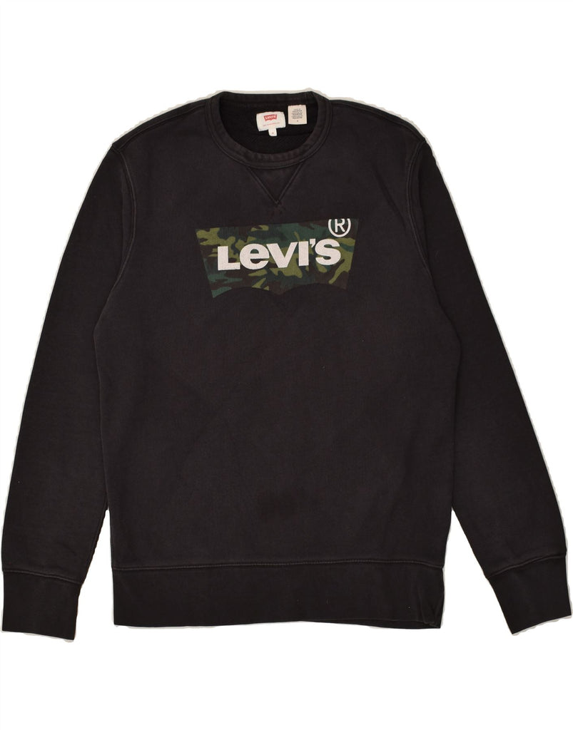 LEVI'S Mens Graphic Sweatshirt Jumper Medium Black Cotton | Vintage Levi's | Thrift | Second-Hand Levi's | Used Clothing | Messina Hembry 