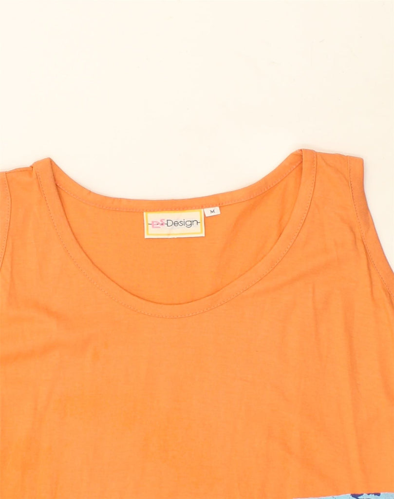 VINTAGE Womens Sleeveless Graphic T-Shirt Dress UK 12 Medium Orange Cotton | Vintage Vintage | Thrift | Second-Hand Vintage | Used Clothing | Messina Hembry 