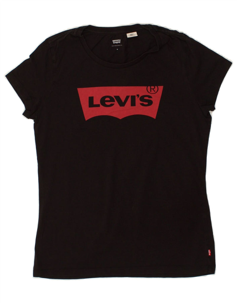 LEVI'S Womens Graphic T-Shirt Top UK 12 Medium Black | Vintage Levi's | Thrift | Second-Hand Levi's | Used Clothing | Messina Hembry 