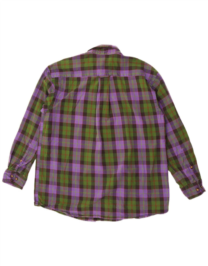 Orvis Mens Flannel Shirt Large Purple Check Cotton