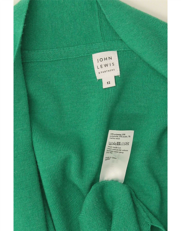 John Lewis Womens Longline Open Cardigan Sweater UK 12 Medium Green