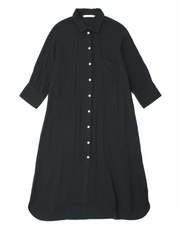 Zara Womens Shirt Dress UK 16 Large Black Viscose