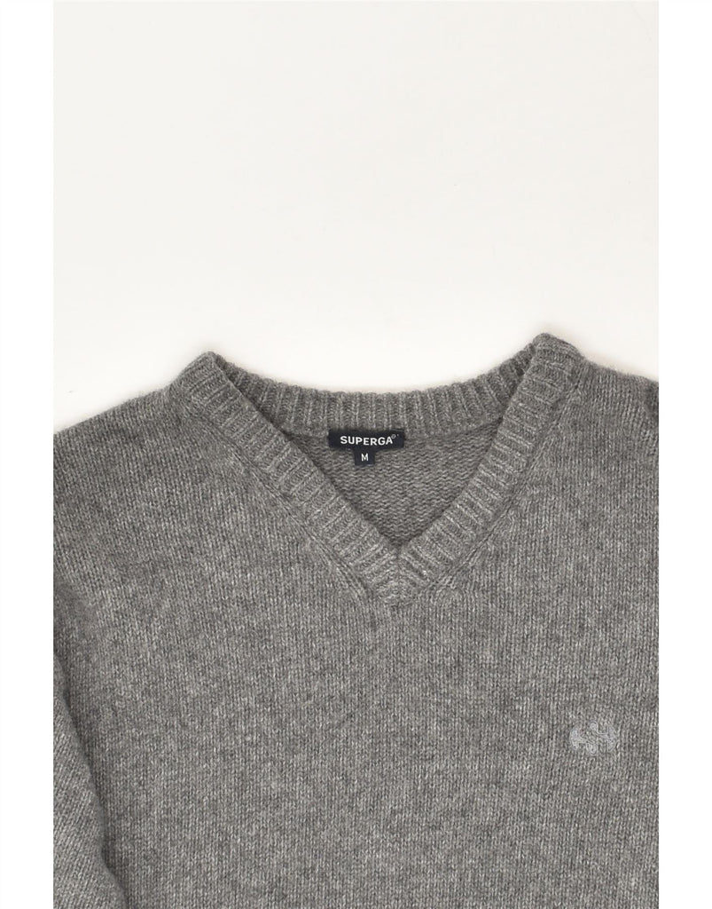 SUPERGA Mens V-Neck Jumper Sweater Medium Grey | Vintage Superga | Thrift | Second-Hand Superga | Used Clothing | Messina Hembry 