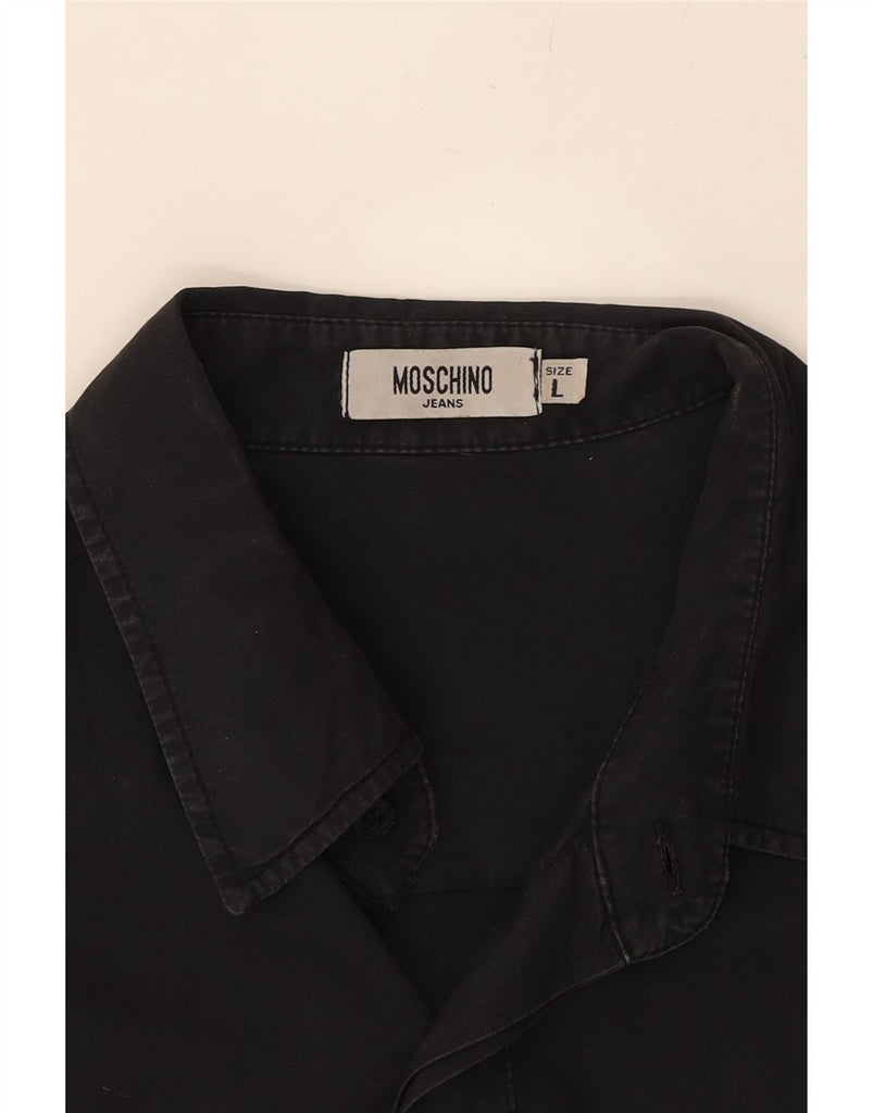 MOSCHINO Mens Graphic Shirt Large Black Cotton Vintage Moschino and Second-Hand Moschino from Messina Hembry 