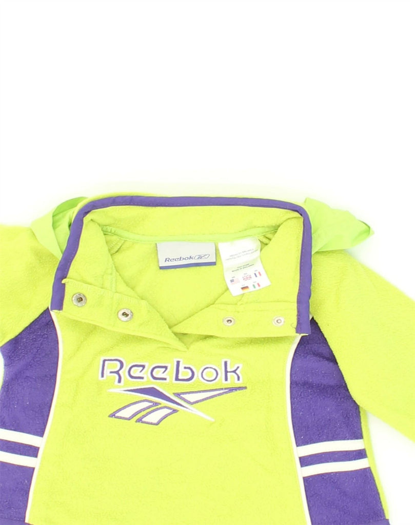 REEBOK Baby Girls Fleece Hoodie Jumper 6-9 Months Yellow Polyester | Vintage Reebok | Thrift | Second-Hand Reebok | Used Clothing | Messina Hembry 