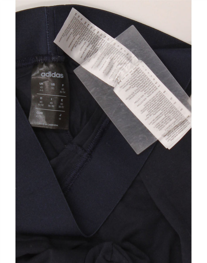 ADIDAS Womens Leggings UK 4/6 XS Navy Blue Cotton