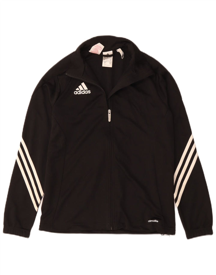 Adidas Boys Climalite Tracksuit Top Jacket 13-14 Years Black Polyester