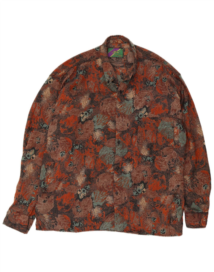 Alia Mens Abstract Pattern Regular Fit Shirt Large Brown