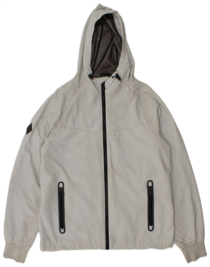 Superdry Mens Hooded Rain Jacket UK 36 Small Grey