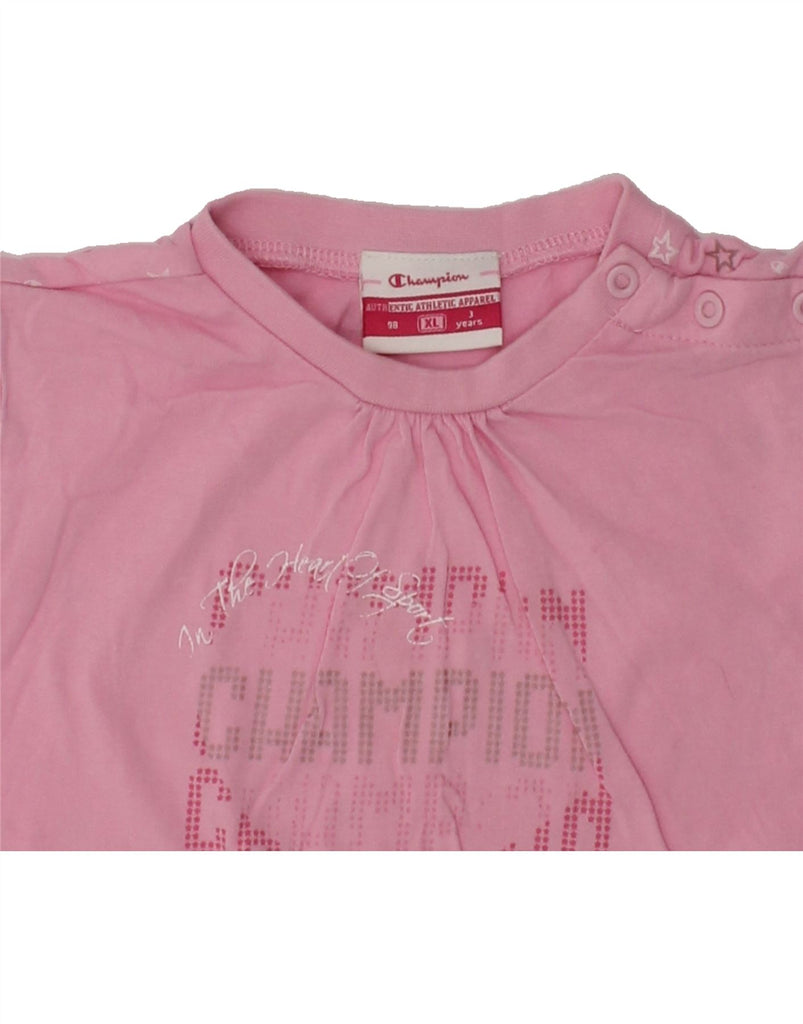 CHAMPION Girls Graphic T-Shirt Top 2-3 Years XL Pink Cotton | Vintage Champion | Thrift | Second-Hand Champion | Used Clothing | Messina Hembry 