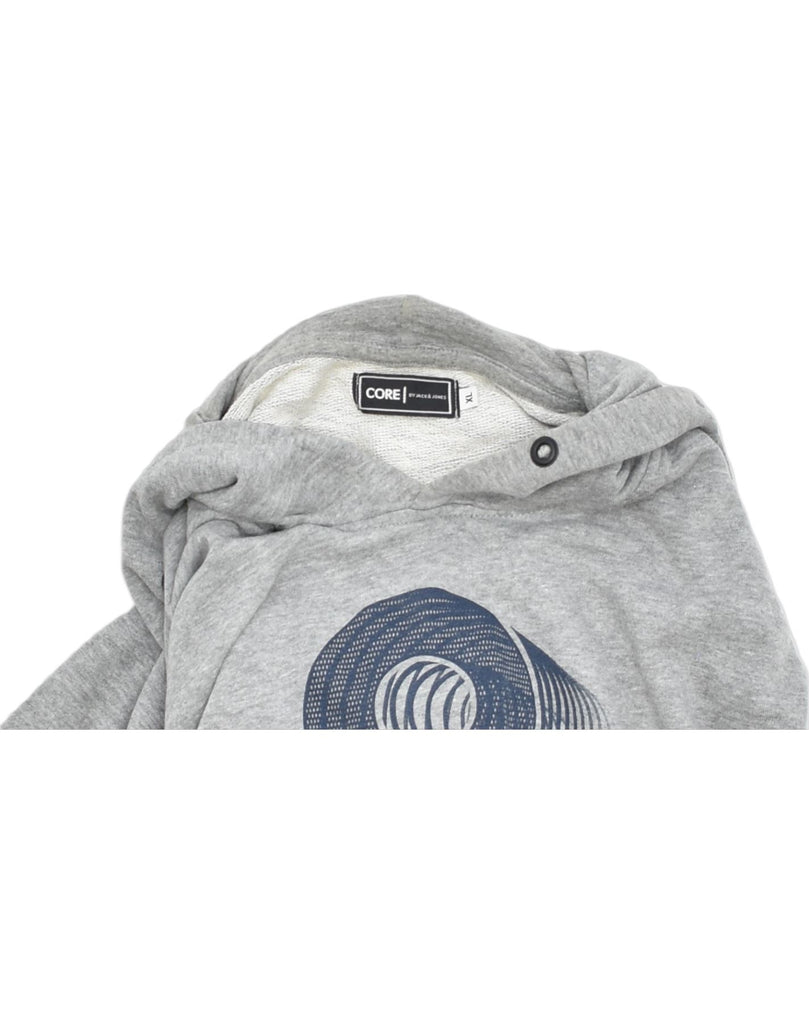 JACK & JONES Mens Core Graphic Hoodie Jumper XL Grey Cotton | Vintage | Thrift | Second-Hand | Used Clothing | Messina Hembry 