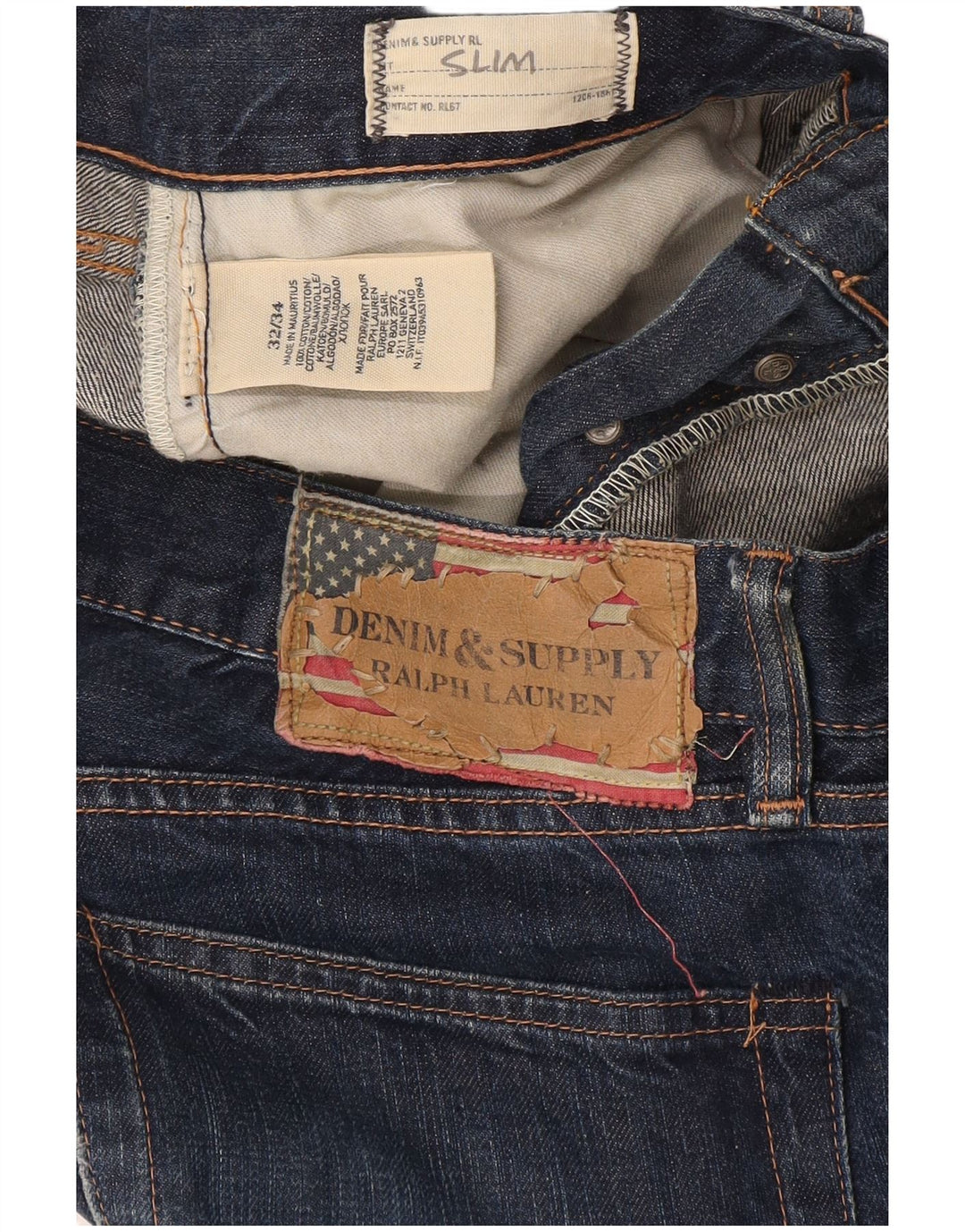 Ralph Lauren Mens Slim Jeans W32 L34 Blue Cotton