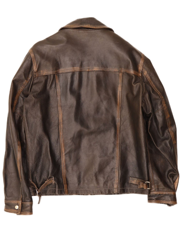 Vintage Mens Leather Jacket IT 48 Medium Brown