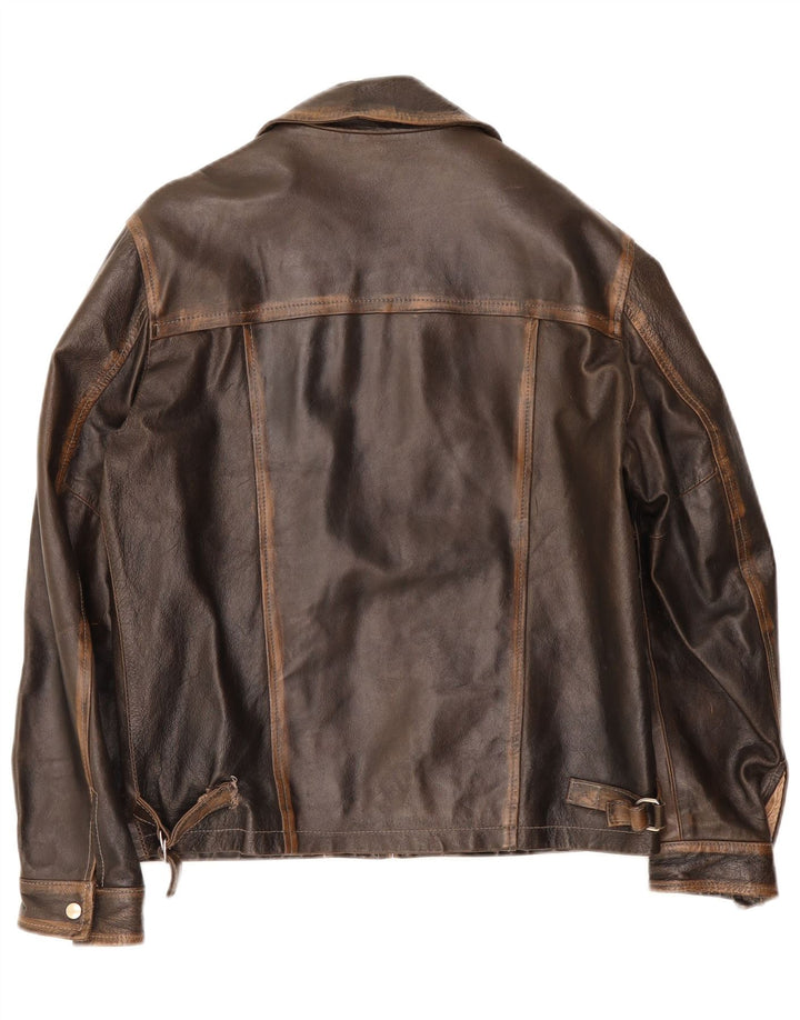Vintage Mens Leather Jacket IT 48 Medium Brown