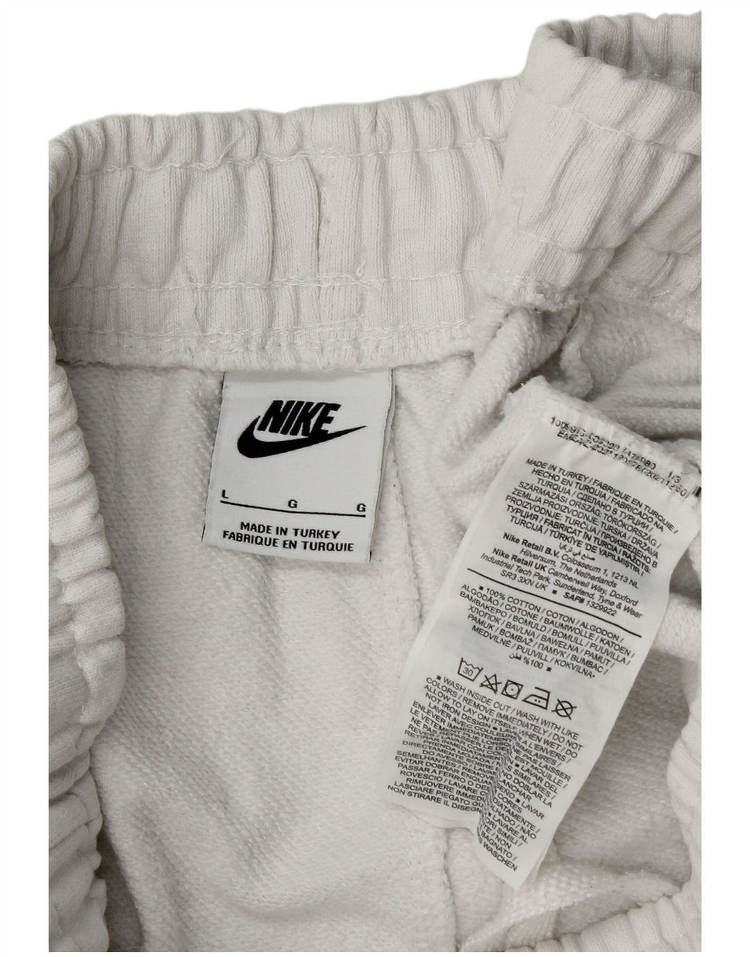 Nike Mens Tracksuit Trousers Joggers Large White Cotton