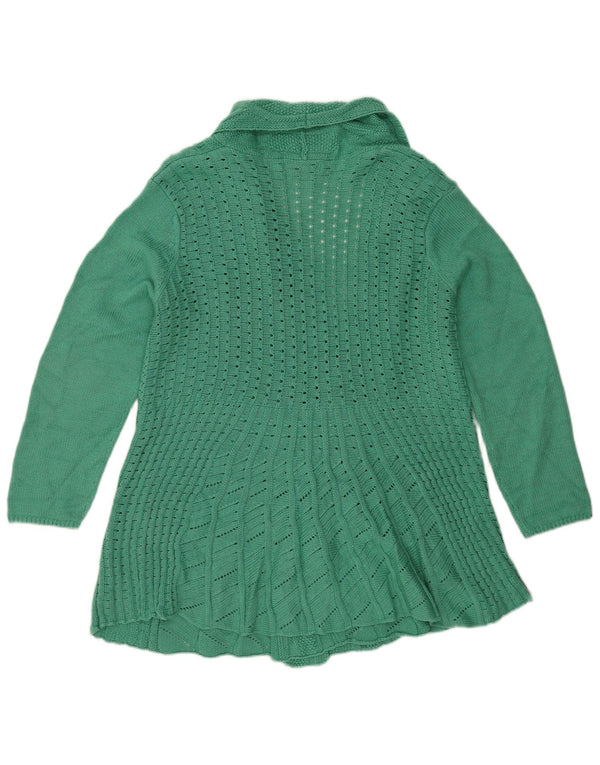 Essential Womens Longline Open Cardigan Sweater UK 24/26 2XL Green Acrylic