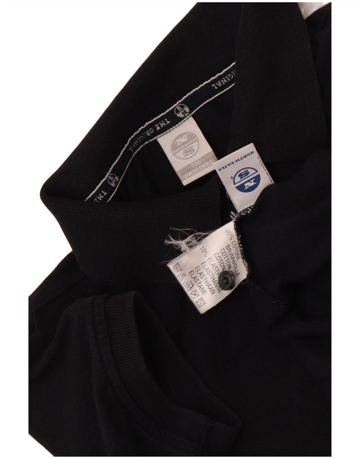 North Sails Womens Polo Shirt UK 12 Medium Black Cotton