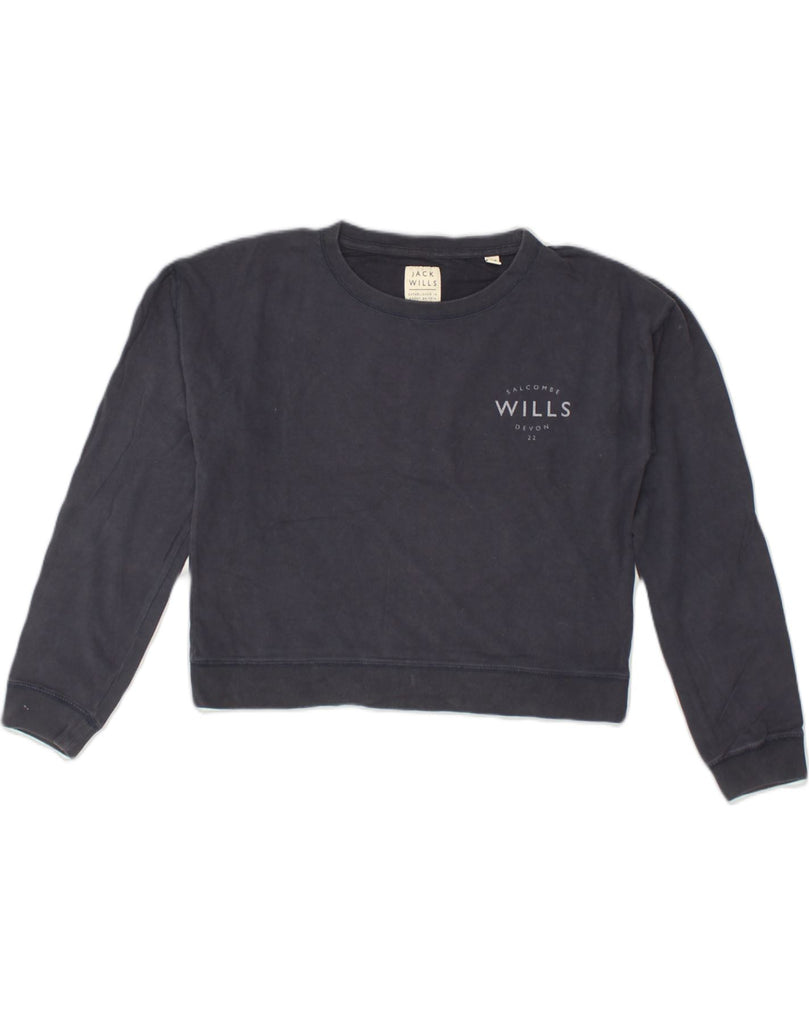 JACK WILLS Womens Oversized Crop Sweatshirt Jumper UK 10 Small  Navy Blue | Vintage Jack Wills | Thrift | Second-Hand Jack Wills | Used Clothing | Messina Hembry 