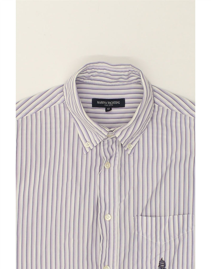 MARINA YACHTING Mens Shirt Size 41 Medium Purple Striped Cotton | Vintage Marina Yachting | Thrift | Second-Hand Marina Yachting | Used Clothing | Messina Hembry 