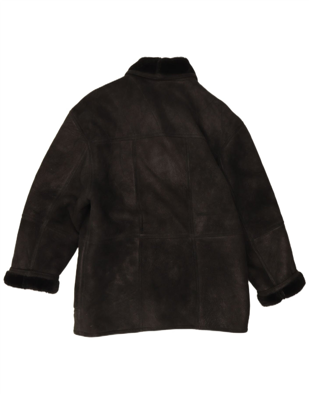 Vintage Mens Shearling Jacket IT 54 2XL Black Shearling