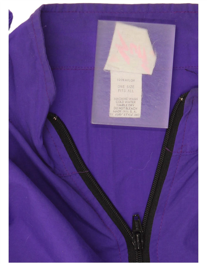 Vintage Mens Pullover Tracksuit Top Jacket One Size Purple Nylon